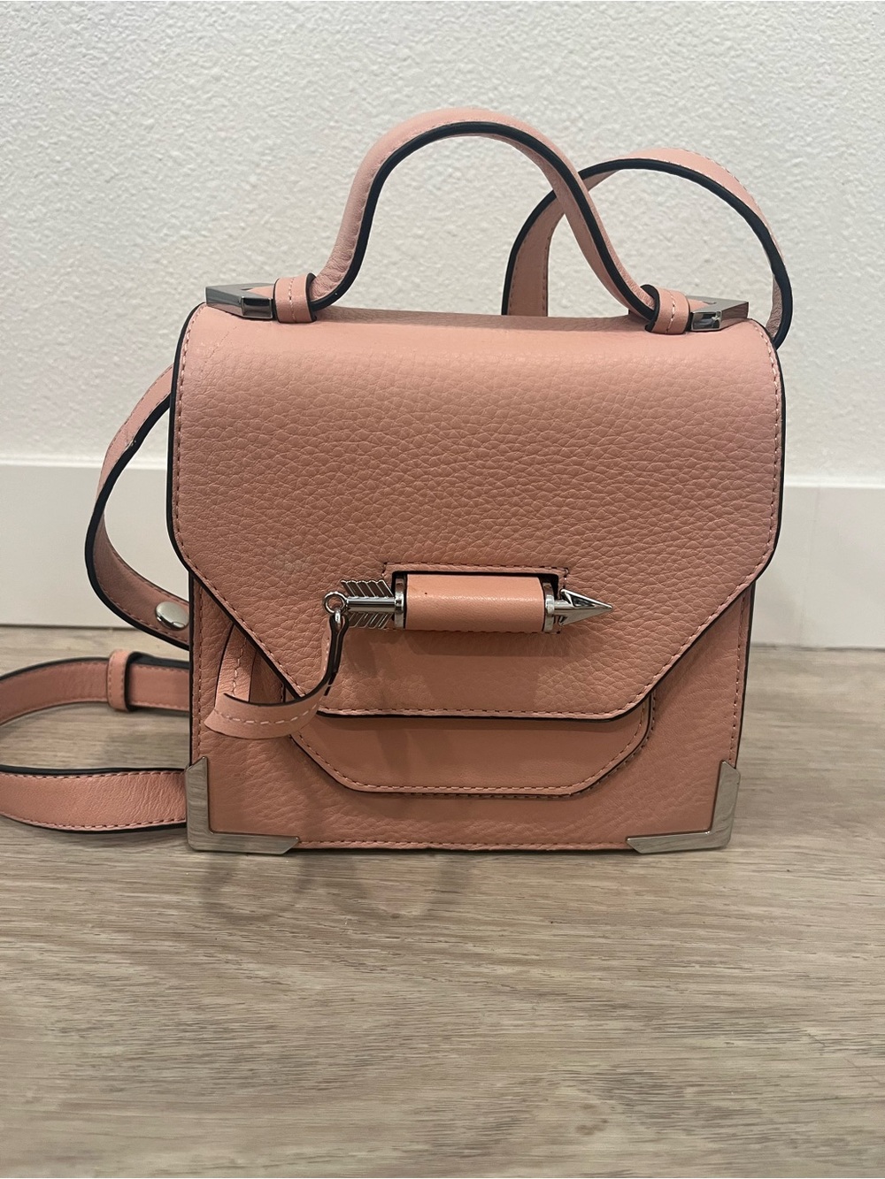 Mackage Rose Pebble Leather Arrow Satchel Crossbody Bag